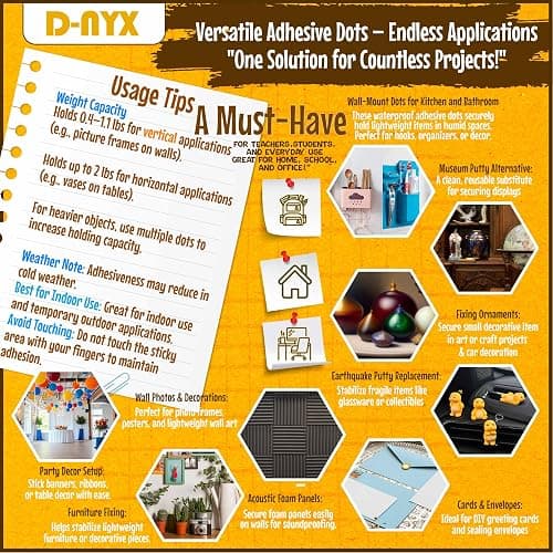Double Sided Tape Sticky Dot Stickers 280, 350, 450, 550 or 700 Pack Removable Putty No Trace Clear Sticky Tack Waterproof Small Stickers for Festival Decoration Picture (700 Sticky Dots) thumbnail 4