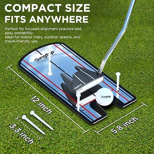 KINGTOP Golf Putting Mirror - Alignment Putting Training Aids for Consistency & Accuracy - Ideal for Indoor | Outdoor Practice, with Carry Bag and Golf Tees thumbnail 2