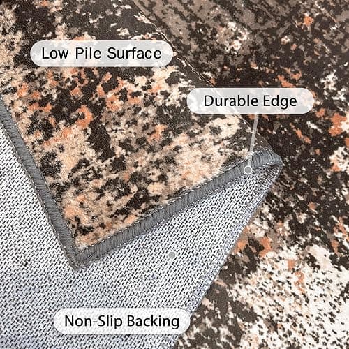 GENIMO 8x10 Area Rugs for Living Room Bedroom, Modern Non-Slip Machine Washable Rug for Hallway Kitchen, Low Pile Soft Carpet for Dining Room Home Office, Brown thumbnail 7