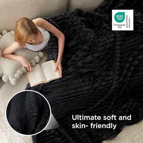 Bedsure GentleSoft King Size Blanket for Bed - Cozy Soft Blankets for Women, Cute Large Fleece Throws for Girls, Black, 108x90 Inches thumbnail 6