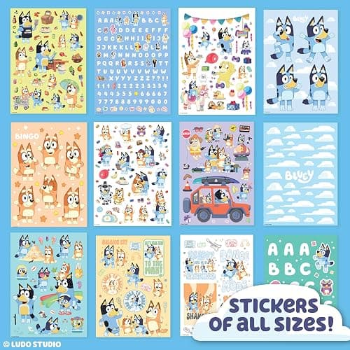Horizon Group USA Sticker Book with Large and Small Sizes, Kids Stationary for Water Bottle, Notebooks, and Party Favors, Bluey thumbnail 7