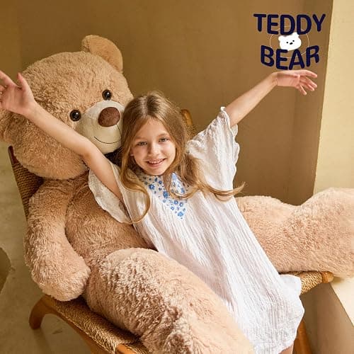47 inch Big Giant Teddy Bear Stuffed Animals Plush Toys Gift for Kids Girls | Light Brown Soft Cute Huge Hug Plushies Life Size Bear Toy for Children Girlfriend Valentine Christmas Birthday Baby Shower thumbnail 6