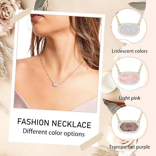 Tinkbush Pendant Necklace for Women,Simple and Elegant,Adjustable Chain,14K Gold Plated with 1 Delicate Cluster Stone,Gift Bag and Jewelry Box,Christmas Birthday Party Gift For Women thumbnail 3