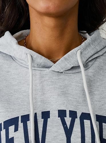 Avanova Women New York Graphic Hoodie Oversized Drawstring Long Sleeve Sweatshirt with Kangaroo Pocket thumbnail 6