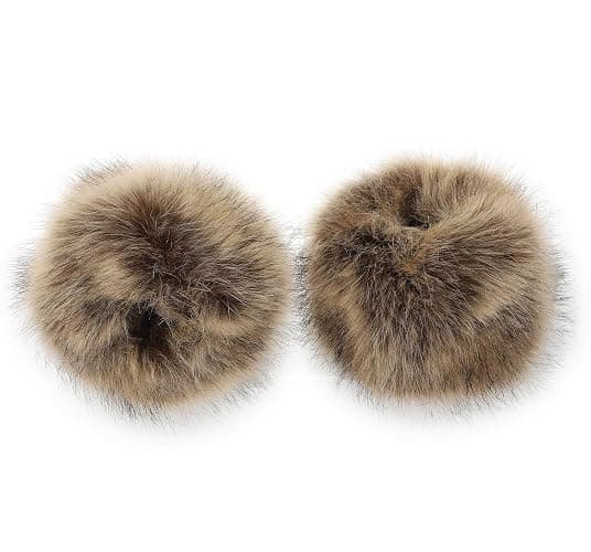 LA CARRIE Women's Leopard Print Faux Fur Wrist Cuffs,Winter Fox Furry Bands Arm Warmer thumbnail 4