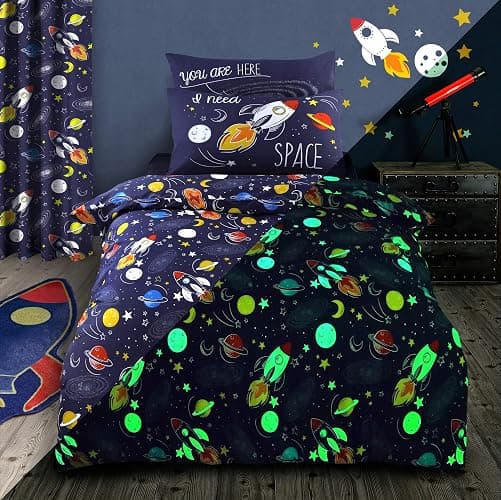 Velosso Glow in the Dark Space Bedding Set Quilt Cover and Pillowcase (Single Bed) thumbnail 3