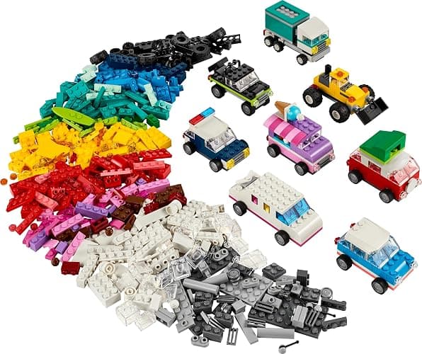 LEGO Classic Creative Vehicles, Colourful Model Cars Kit featuring a Police Car Toy, Ice-Cream Truck, Limo, Van & More, Bricks Building Toys for Kids, Boys and Girls Aged 5 Plus with 52 Wheels 11036 thumbnail 11