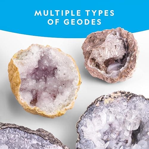 National Geographic Break Open 10 Premium Geodes – Includes Goggles & 2 Display Stands - Great STEM Science Kit, Geology Gift for Kids, Break Your Own Geodes with Crystals thumbnail 4