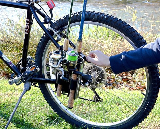Fishing Rod Holder For Bike, Very Easy Mounting to Bike, Secures 2 Rods for Bicycle Fishing thumbnail 2