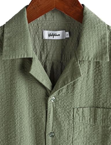 VATPAVE Mens Striped Summer Shirt Casual Button Down Short Sleeve Beach Shirts Cotton Shirts for Men thumbnail 4