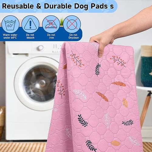Sunheir 2-Pack Extra Large Reusable Dog Mat for Floor, Dog Playpen, Non-Slip Waterproof Dog Pee Pad, Super Absorbent Washable Pee Pads for Dogs, Pet Whelping Pads, Potty Training - Pink, 36" x 41" thumbnail 5