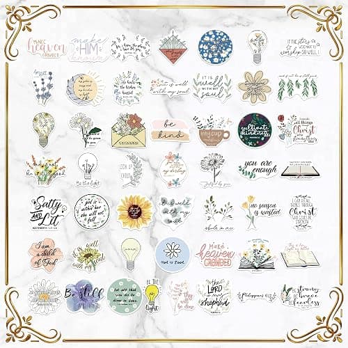 200 PCS Christian Bible Verse Jesus God Stickers - Waterproof Vinyl Scripture Stickers for Bible Journaling Supplies, Water Bottles, Laptops, Notebooks - Religious Inspirational Decals for Faith Gifts thumbnail 6