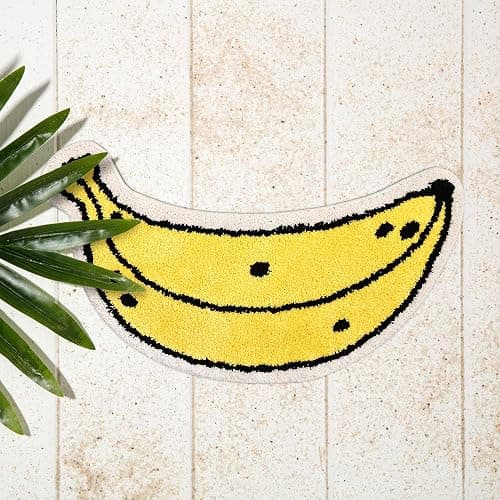 FROZZUR Banana Bath Mat, Bath Mats for Bathroom Cute Yellow Fruit Shaped Bathtub Rug Christmas Bathroom Tub Plush Shower Rugs Washable Non Slip thumbnail 5