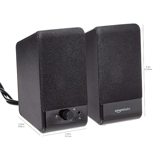 Amazon Basics USB-Powered Computer Speakers for Desktop or Laptop PC with Volume Control, Plug-N-Play, Black thumbnail 6