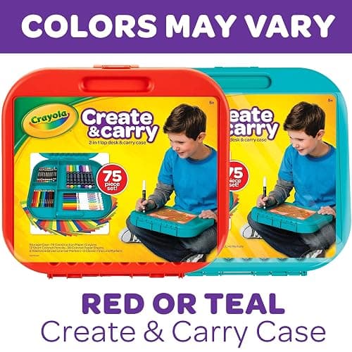 Crayola Create 'N Carry Art Set (75pcs), 2-in-1 Lap Desk & Carrying Case, Art Kit for Kids, Arts & Crafts Supplies, Easter Basket Stuffer & Gifts, 5+ thumbnail 3