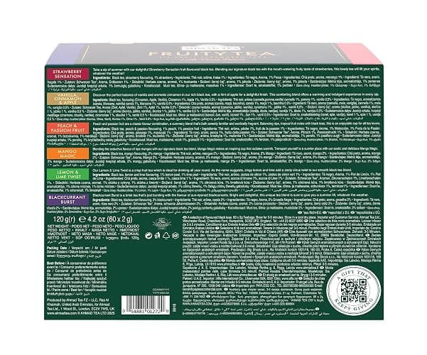 Ahmad Tea Black & Green Tea, Fruitytea Assorted Sampler Variety Gift Box, 60 Foil Teabags - Caffeinated & Sugar-Free thumbnail 5