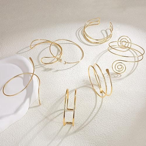FEYIR 7 Pcs Arm Cuff Jewelry for Women Upper Arm Cuff Bangle Band Armlet Adjustable Arm Cuff Bracelet thumbnail 4