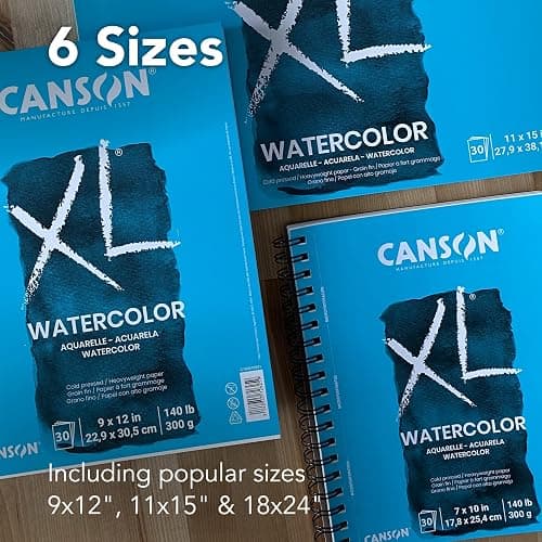 Canson XL Series Watercolor Pad, Heavyweight White Paper, Side Wire Binding, 30 Sheets, 9x12 inch thumbnail 5