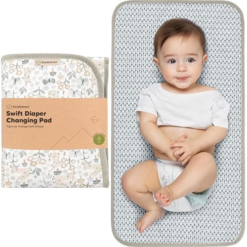 KeaBabies Portable Diaper Changing Pad, Easy Wipe Clean, 25x13 (Prairie) | Foldable Waterproof Baby Changing Mat for Diaper Bag, Compact, Lightweight, Newborn, Infant, Baby Changer Travel Essential - Image 1