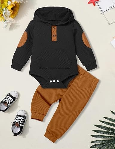 Fommy Baby Boy Clothes Colorblocked Long Sleeve Hoodie + Long Pants 2PCS Fall Winter Outfits Set thumbnail 6
