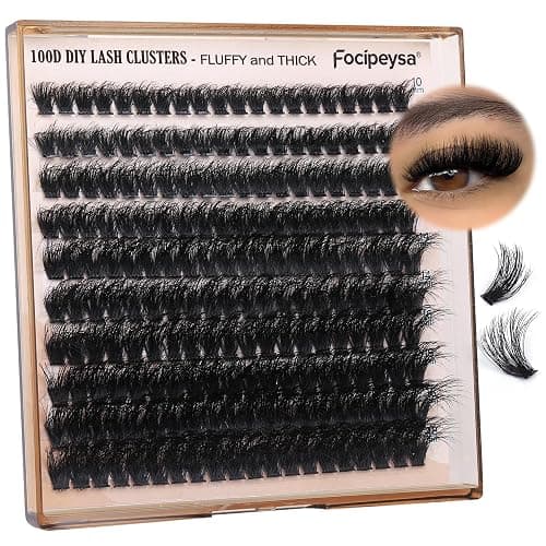 Fluffy Thick Lash Clusters DIY Eyelash Extension 10-18MIX D Curl Lash Clusters 100D Wispy Individual Eyelash Extensions Clusters Lashes DIY Fluffy Lash for Beginners by Focipeysa - Image 1