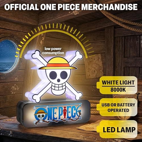One Piece Skull 3D LED Nachtlicht, Straw Hat Tischlampe mit 3 Helligkeitsstufen, USB oder Batterie, Tragbar Weißes Licht LED lampe, Anime Geschenke für Zimmer Deko (Mehrfarbig 3D Skull) thumbnail 3