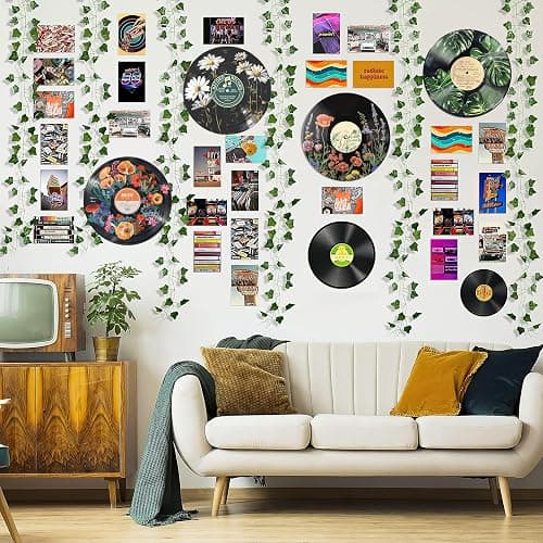 HK Studio Hippie Decor, Posters for Room Aesthetic - Botanical Wall Art, Record Decor, 4pcs 12" thumbnail 2