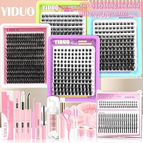 YIDUO Lash Clusters Kit 6 Styles Bulk Packs Eyelash Extensions Volume/Manga/ultra/Dramatic with pikes Bottom Lashes Clusters Kit 5-20mm Wispy D Curl Individual Fake Eyelashes Kit DIY at Home Easily thumbnail 6