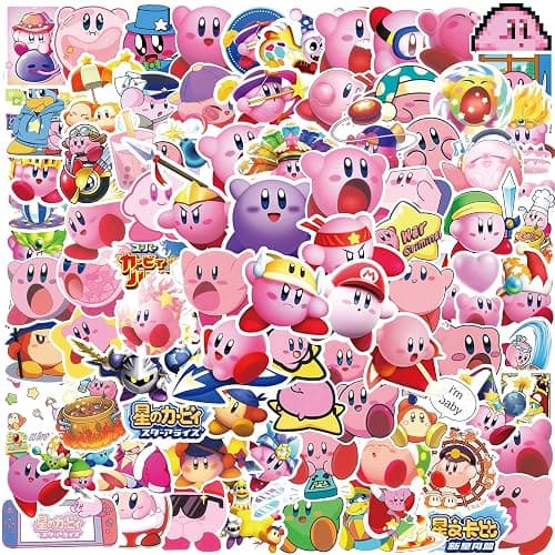 100PCS Cartoon Kirby Stickers for Kids,Vinyl Waterproof Decal for Water Bottle Laptop Toy Sticker for DIY Decorate Bumper Phone Hard Hat Kids Teens Gifts (Kirb) - Image 1