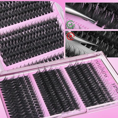 TNFVLONEINS Lash Clusters Wispy Eyelash Clusters Spiky Individual Lashes Clusters D Volume Cluster Eyelash Extensions DIY Lash Cluster Extension Thick Eyelash Cluster (10-16MM,3 Styles) thumbnail 7