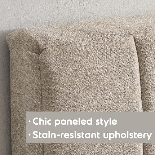 Upholstered Full Headboard - Easy Assemble Channel Stitched Headboard Full Size - Wall Mounted Headboards with 3D Soundproof Wall Panels Peel & Stick Floating Headboards, Beige thumbnail 4