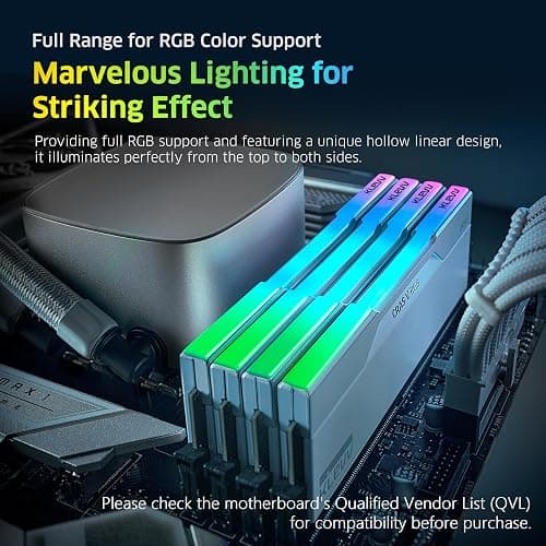 KLEVV CRAS V RGB DDR5 32GB (2x16GB) 7600MHz CL36 A-DIE 1.4V Gaming Desktop Ram Memory SK Hynix Chip XMP 3.0 / AMD Expo Ready - White (KD5AGUA80-76B360J) - 32GB (2 x 16GB) - 7600MHz - White thumbnail 4