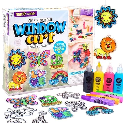 Made By Me Create Your Own Window Art, Paint Your Own Suncatchers, DIY Arts & Crafts Idea, Craft Kits for Kids, Crafts for Kids & Toddlers, Toddler Arts and Crafts - Image 1