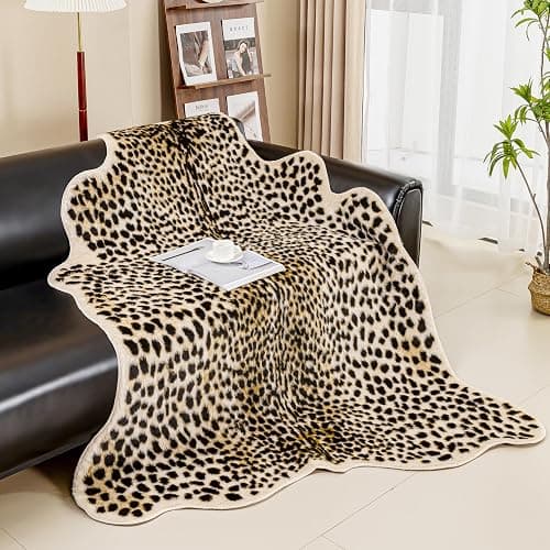 WARM HAVEN Cheetah Print Rug, Leopard Rug 5.2x7 Faux Animal Print Skin Cheetah Area Rug for Bedroom Living Room Animal Fur Hide Rustic Antelope Multicolor thumbnail 3