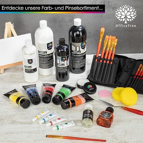 OfficeTree Acrylfarbe Weiß 500ml - Acrylfarbe Wasserbasis Weiß - White Acrylic Paint für Acrylmalerei, Hobbykünstler - Weiße Acrylfarbe Ideal zum Mischen thumbnail 7