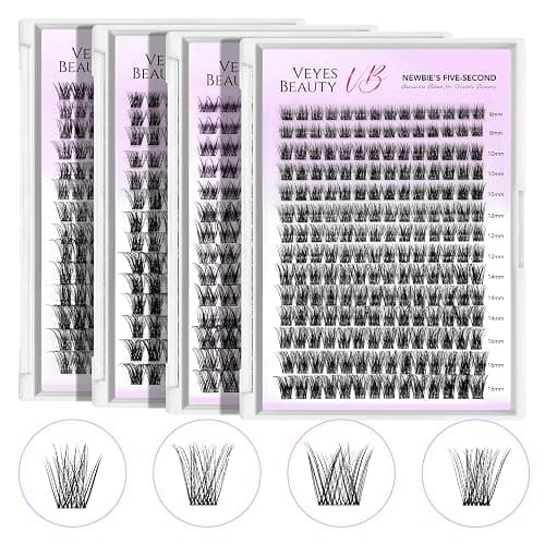 VEYESBEAUTY Lash Clusters Kit Individual Eyelash Extensions Thin & Invisible Band DIY False Eyelashes Newbie's Five-Second Series Wispy Lash Tray, LuxeBold KIT with Bond&Seal Remover Applicator thumbnail 7