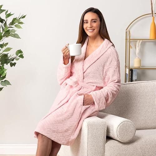 PAVILIA Womens Robes Kimono, Knee Length Plush Fluffy Winter Shower Bathrobe, Soft Fuzzy Cozy Warm with Pockets thumbnail 5
