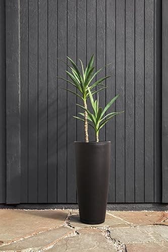 Veradek Vega Round Tall Planter Pots for Indoor/Outdoor Use | Made from Plastic - Stone Mix with Drainage Holes | Perfect for Small to Large Succulent Plants, Flowers, Modern Interior Plants thumbnail 7