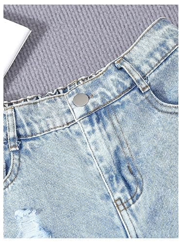 GORGLITTER Girl's Jean Shorts Cute Summer Trendy Fashion Ripped Denim Shorts High Waist Straight Leg Clothes Jorts thumbnail 3