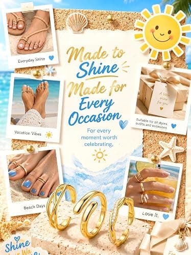 YADOCA Gold Toe Rings for Women Non Tarnish - Adjustable Silver Toe Ring | 12Pcs 14K Gold Filled Toe Rings Set - Waterproof Summer Beach Foot Jewelry - Hypoallergenic Open CZ Flower Hug Band thumbnail 7