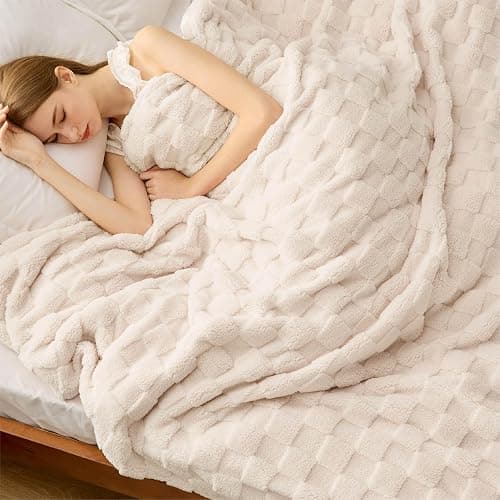 Bedsure GentleSoft Full Size Blankets for Bed - Super Soft Cozy Fleece Blanket for Kids Girls, Large Fuzzy Throws for Bedroom Decor, Cream, 84x90 Inches thumbnail 4