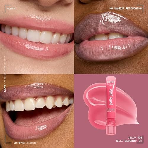 NYX Professional Makeup Peptide Infused Jelly Gloss, Pflegender Gloss für optisch vollere Lippen, Jelly Job, Farbe: 07 Jelly Blushin' thumbnail 2