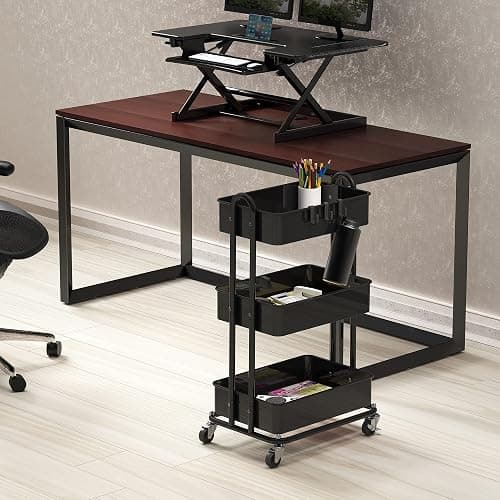 Simple Houseware 3-Tier Heavy Duty Metal Utility Rolling Cart, Black thumbnail 2