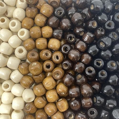 500 Multicolor Natural Colors Large Hole Macrame Wood Beads 12mm x 10mm Diameter 5.5mm Hole - Image 1