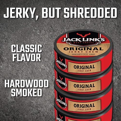 Jack Link's Beef Jerky Chew, Original Flavor Meat Snack, Shredded Jerky, Made with 100% Beef, Great Stocking Stuffers and Gifts, 0.32 Oz Per Snack Tin, 11.52 Oz Total (Pack of 36) thumbnail 5