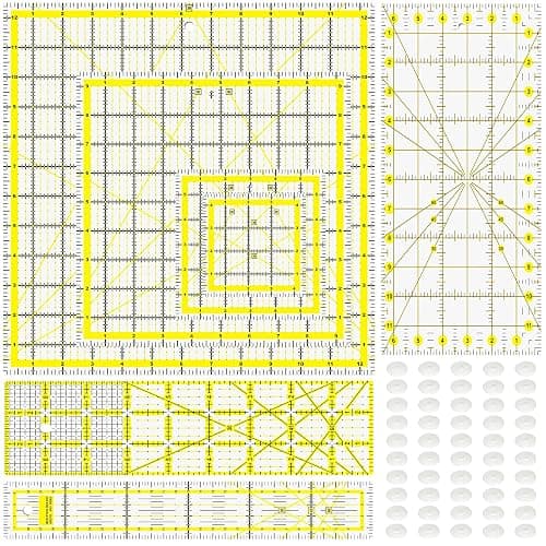 Quilting Rulers, 7 Piece Acrylic Ruler, Fabric Cutting Ruler (12.5"X12.5", 9.5"X9.5", 6"X6", 4.5"X4.5",12"x6.5",9"x3",12"x2"), Sewing & Quilting Templates - Image 1