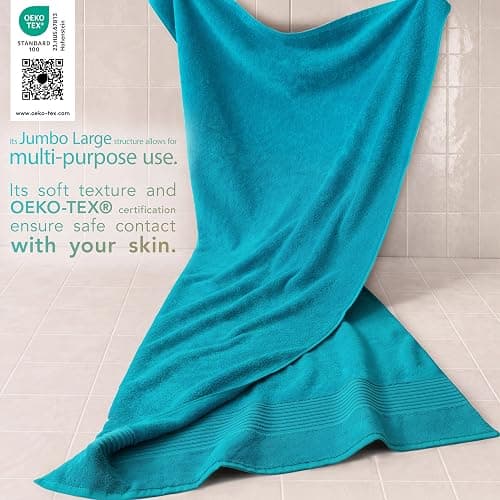 Cotton Paradise 100% Cotton Turkish Towel Set, Soft Absorbent Quick Dry, 2 Piece 35x70 Bath Sheet Set, Ocean Aqua thumbnail 3