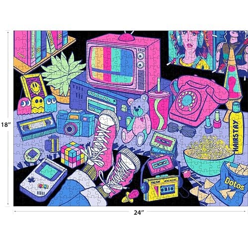 RoseArt - Neon Brights - 1980s - 500 Piece Jigsaw Puzzle, Retro-Inspired, Vibrant Neon Colors, Ages 12 and Up thumbnail 2