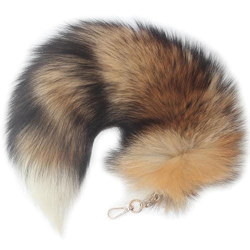 Chunxiao Luxe Fox Fur Tail Keychain - Fashion Accessory with Gold Clasp - Image 1