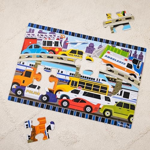 Melissa & Doug Traffic Jam Jumbo Floor Puzzle (24 Pieces, 2 x 3 Feet), Vehicle-Themed Jigsaw Puzzle for Preschoolers and Kids Ages 3+ - FSC Certified thumbnail 9
